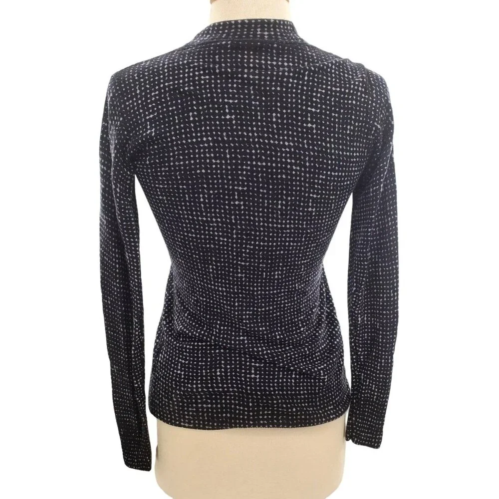 Tory Burch XS Wool Cardigan Button Front Long Sleeve Jacket Micro-Dot Preppy